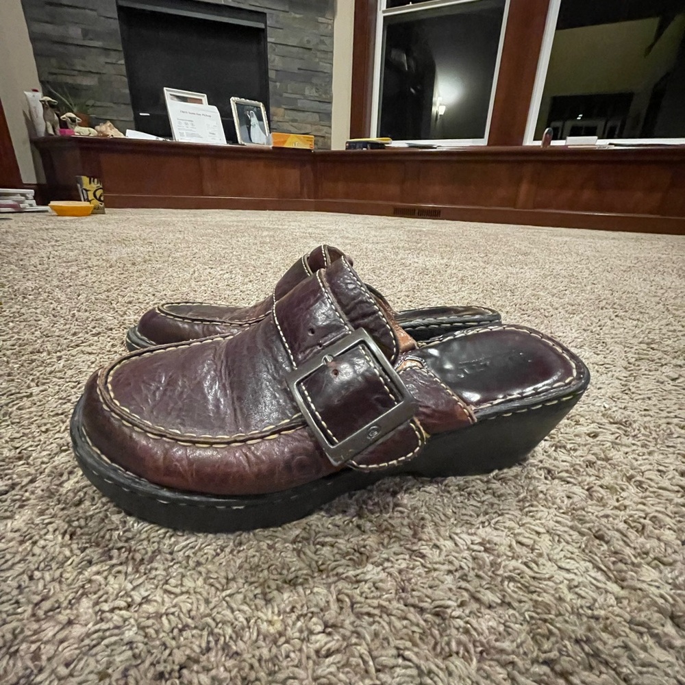 Born Women's Brown Leather Loafers with Buckle